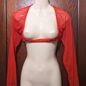 Elegant Red Sheer Long Sleeve Bolero